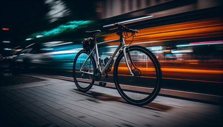 Ride on bike on the road. Sport and active life concept in the summer time. AI generatedの素材