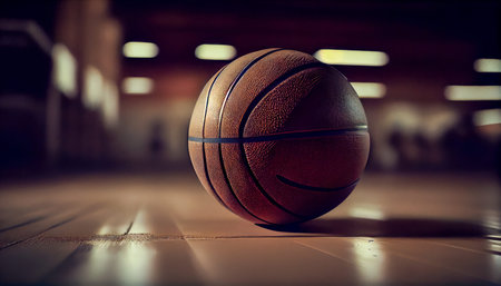Orange basketball with black metallic line design on realistic background. Al generatedの素材