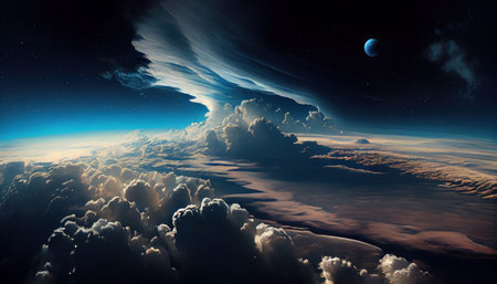 Splendid background cloudscape above the earths . Al generatedの素材