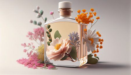 Perfumery summer fragrance concept made with perfume. Al generated illustrationの素材