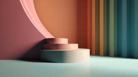 Abstract pastel background podium with shadow. Al generated illustrationの素材