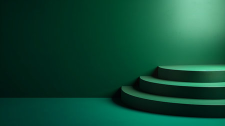 Abstract green background podium with shadow. Al generated illustrationの素材
