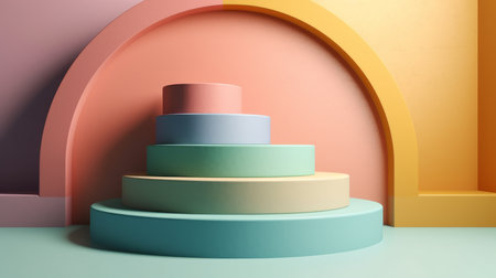 Abstract pastel background podium with shadow. Al generated illustrationの素材