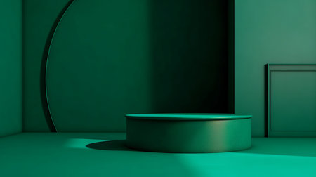 Abstract green background podium with shadow. Al generated illustrationの素材