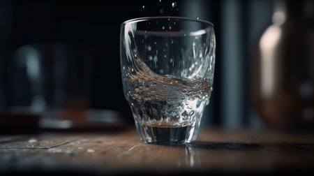 Glass of water is being poured into a cup realistic. Al generated illustrationの素材