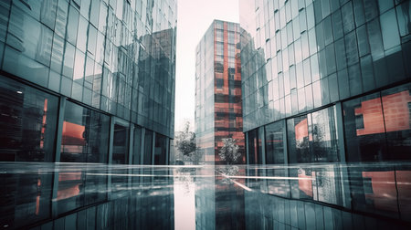 Abstract city building skyline metropolitan area in contemporary color style and futuristic effects. Al generated illustrationの素材