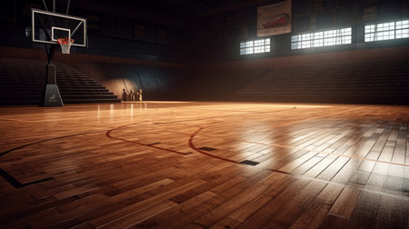 basketball court. sport arena. AI background. unfocus in long shot distanceの素材