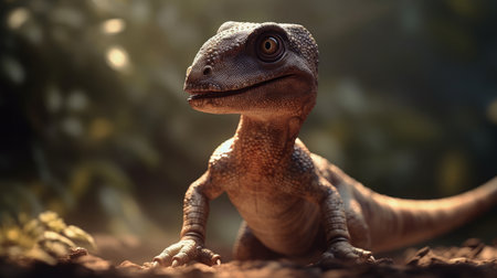 Cute dino realistic isolated background photorealistic. Al generated illustrationの素材