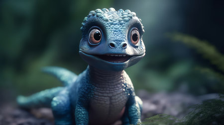 Cute dino realistic isolated background photorealistic. Al generated illustrationの素材