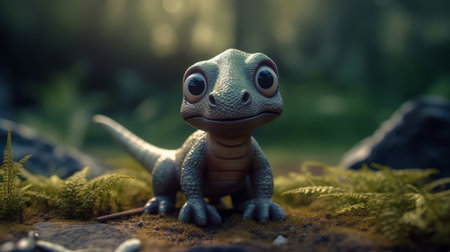 Cute dino realistic isolated background photorealistic. Al generated illustrationの素材