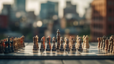 The world of chess and business realistic isolated. Al generated illustrationの素材