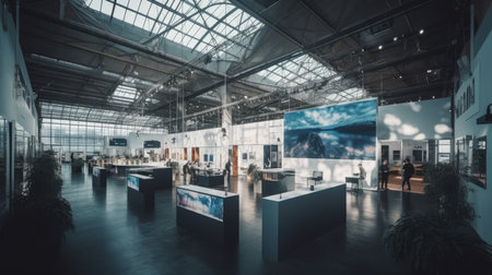 Public exhibition hall business trade show marketing. Al generated illustrationの素材