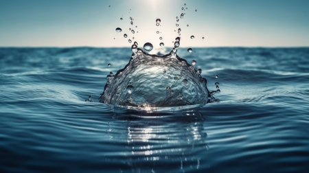 world water day. Realistic drop of water falling. Al generated illustrationの素材