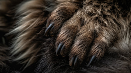 A close-up of a bears fur and claws. AI generated illustrationの素材