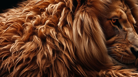 Detailed lions mane and fur, close-up. AI generated illustrationの素材