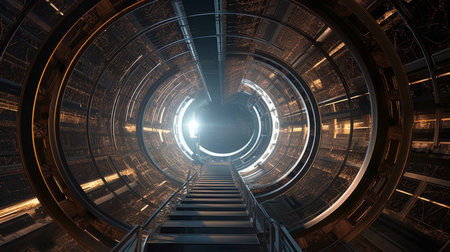A transportation system using portals or wormholes. AI generated illustrationの素材