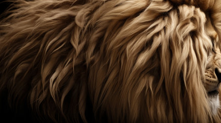 Detailed lions mane and fur, close-up. AI generated illustrationの素材