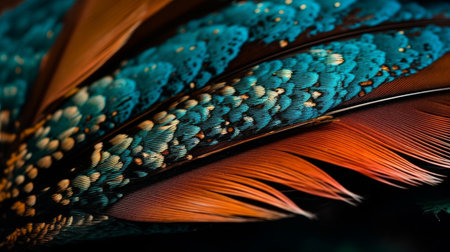 A detailed capture of the vibrant colors in a bird. AI generated illustrationの素材