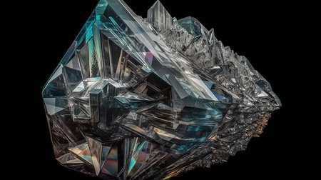 A high-resolution view of a diamonds sparkling facet. AI generated illustrationの素材