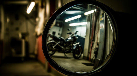 Distorted reflection in a mirror. AI generated illustrationの素材