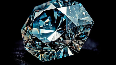 A high-resolution view of a diamonds sparkling facet. AI generated illustrationの素材
