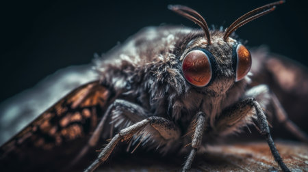 A macro view of a moths fuzzy wings. AI generated illustrationの素材
