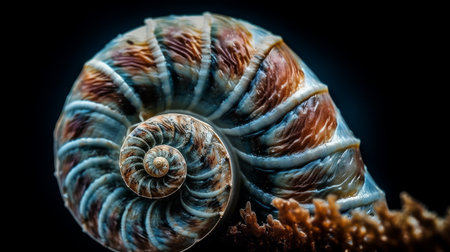 A zoomed in portrayal of a snails spiral shell. AI generated illustrationの素材