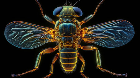 Fireflys glowing body, macro. AI generated illustrationの素材