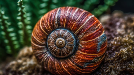 A zoomed in portrayal of a snails spiral shell. AI generated illustrationの素材