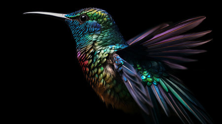 Hummingbirds close-up, macro. AI generated illustrationの素材