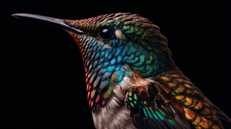 Hummingbirds close-up, macro. AI generated illustrationの素材