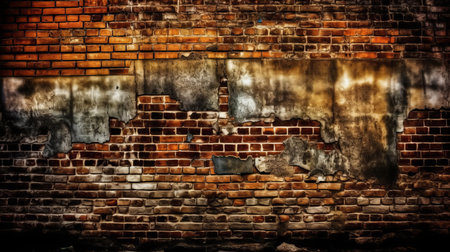 Gritty texture of a brick wall. AI generated illustrationの素材