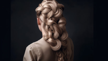 Intricate women's braided hairstyle blonde hair. AI generated illustrationの素材