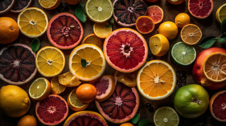 Sliced citrus fruits with perfectly arranged seeds. AI generated illustrationの素材