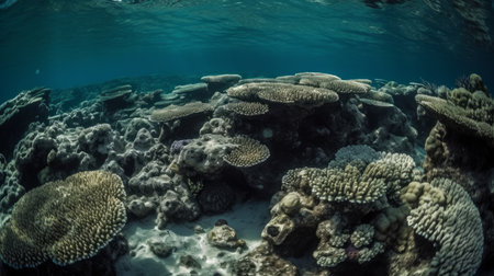 Subtle organic formations on a coral reef. AI generated illustrationの素材