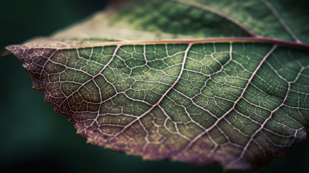 A detailed depiction of a leaves veins and lines. AI generated illustrationの素材
