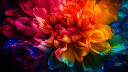 Vibrant colors in a flower petal. AI generated illustrationの素材