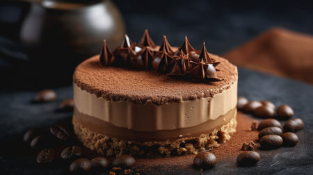 Smooth texture of a coffee-based dessert. AI generated illustrationの素材