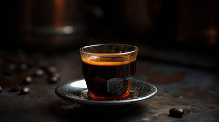 Deep, rich color of a freshly brewed espresso. AI generated illustrationの素材
