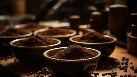 Tantalizing smell of freshly ground coffee beans. AI generated illustrationの素材