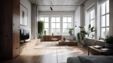Clean and minimalistic interior design. AI generated illustrationの素材