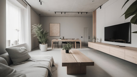 Clean and minimalistic interior design. AI generated illustrationの素材