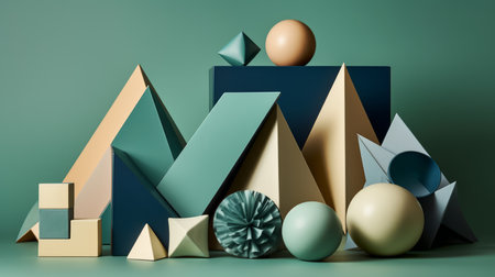 Bold geometric shapes and sharp angles in subtle. AI generated illustrationの素材