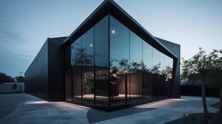 Lack of ornamental details on this building allows for the beauty of its simple shape and form to shine through. AI generated illustrationの素材