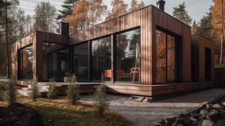 Big luxury modern house exterior. Architecture design. AI generated illustrationの素材