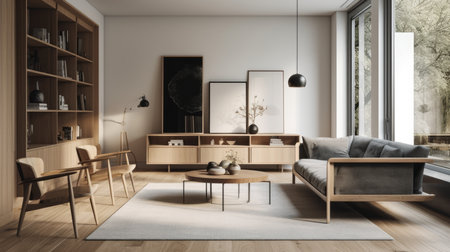 Clean and minimalistic interior design. AI generated illustrationの素材