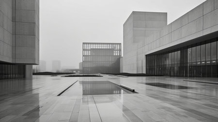 Clean geometric lines modern luxury house exterior. AI generated illustrationの素材