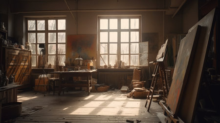 Art studio A space designated for creating. AI generated illustrationの素材