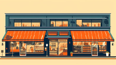 Retail store - A building or space where goods. AI generated illustrationの素材
