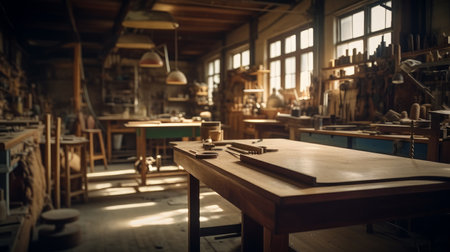 Workshop A space designated for woodworking metalwor. AI generated illustrationの素材